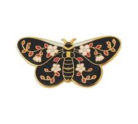 Black Butterfly Moth Brooch Lily of the Valley Tendrils Pin, Normal, Non-precious metal