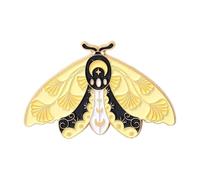 Black Butterfly Moth Brooch Lily of the Valley Tendrils Pin, Normal, Non-precious metal