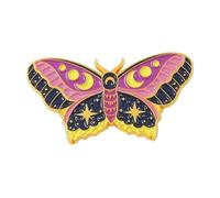 Black Butterfly Moth Brooch Lily of the Valley Tendrils Pin, Normal, Non-precious metal