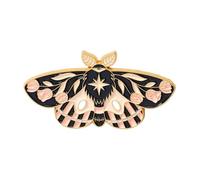 Black Butterfly Moth Brooch Lily of the Valley Tendrils Pin, Normal, Non-precious metal
