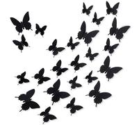Black Butterfly Wall Decals, 48 Pieces 3D Butterfly Wall Decor 3 Sizes Butterfly Wall Stickers Removable Wall Butterflies Decals for Home Bedroom Bathroom Mirror Wall DIY Art Party Decoration
