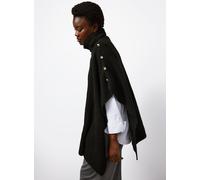 Black Button Roll Neck Knitted Poncho One Size