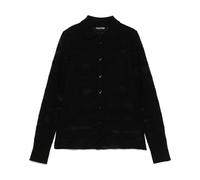 Black Button-Up Classic Collar Cardigan, female, Tom Ford, Cardigans, Black, S, Knitwear S