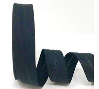 Black Byetsa 30mm Polycotton Bias Binding on 2m Length (N.B. This is a Cut from a roll, Presented on a Bertie's Bows Ribbon Card)