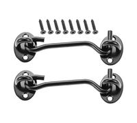 Black Cabin Hook and Eye 2Pcs Stainless Steel Door Hook Latch Heavy Duty Cabinet Latches for Door Gate Window Closet Shed 4 Inch-100mm