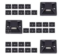 Black Cable Tie Mounts - 100 Pcs, 20mm x 20mm Self-Adhesive Wire Tie Base Holders for Home Office Wire Management