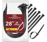 Black Cable Ties 700mm Long Zip Ties Heavy Duty 12.4mm Extra Large Cable Ties 70cm Long Cable Tie 113 kg Tensile Plastic Wire Ties for Furniture, HVAC 30Pcs Ziptie