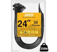Black Cable Ties Long 600mm 24in Heavy Duty Zip Ties 12.4mm Wide Pc Cable Ties Strong Zip Tie Wraps Heavy Duty Outdoor Cable Tie Plastic Ties for Bike, Big Projects 30Pcs