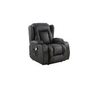 (Black) Caesar Electric Leather Auto Recliner Massage Heated Gaming Wing Chair