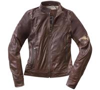 Black-Cafe London Amol Ladies Motorcycle Leather Jacket, brown, size M