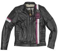Black-Cafe London Barcelona Motorcycle Leather Jacket, black, size 58 for Men