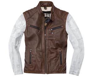 Black-Cafe London Firenze Leather Jacket, white-brown, size 50 for Men