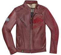 Black-Cafe London Istanbul Motorcycle Leather Jacket, red, size 58