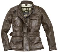 Black-Cafe London Madrid Ladies Motorcycle Leather Jacket, brown, size S