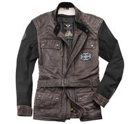 Black-Cafe London Retro Motorcycle Leather Jacket, black/brown, size 52