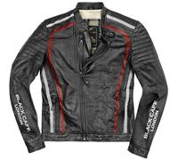 Black-Cafe London Seoul Motorcycle Leather Jacket, black/white/red, size 52