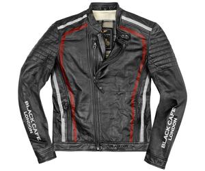 Black-Cafe London Seoul Motorcycle Leather Jacket, black/white/red, size 52