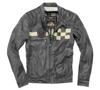 Black-Cafe London SevenT Motorcycle Leather Jacket, black, size 54 for Men