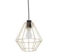 Black Cage Pendant Light, Open Frame Cylindrical Light Fixture, Urban Ceiling Pendant in Powder-Coated Iron Premier Housewares Gold One Size