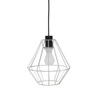 Black Cage Pendant Light, Open Frame Cylindrical Light Fixture, Urban Ceiling Pendant in Powder-Coated Iron Premier Housewares Silver One Size