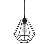 Black Cage Pendant Light, Open Frame Cylindrical Light Fixture, Urban Ceiling Pendant in Powder-Coated Iron Premier Housewares Black One Size