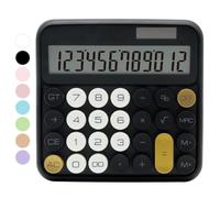 Black Calculator, Standard Calculator 12 Digit with Large LCD Display and Big Buttons, Black Gold Office Accessories for Women Desk, Cute Supplies for Office,School, Home,Business
