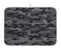 Black Camouflage Dish Drying Mat for Kitchen Counter Mats Super Absorbent Reversible Microfiber Kitchen Countertop Protector Dishes Pad Machine Wash Mats Medium 40.6x45.7 cm