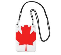 Black Canadian flag Print Small Crossbody Cell Phone Bag, Cute Carry A Mobile Purse Diagonally, for Shopping, Walking, Black, One Size