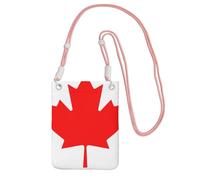 Black Canadian flag Print Small Crossbody Cell Phone Bag, Cute Carry A Mobile Purse Diagonally, for Shopping, Walking, Pink, One Size