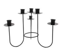Black Candelabra 6-Candle Metal Candelabra 9.25 Inch Tall Candlestick Holders Candelabra Christmas Tree Topper For Christmas Tree, Fireplace Home Party Dinning Candle Stand,Black Candelabra