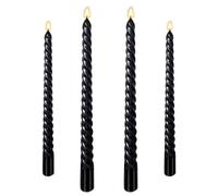 Black Candles, 10 Inch Metallic Black Taper Candles, Pack of 4 Dripless Tall Twisted Candle, Unscented Dinner Candle for Candlesticks Wedding Christmas Birthday Party Decoration