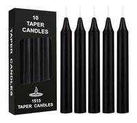 Black Candles Dinner Candles Tapered Candles, 10 Pcs Dripless Candle Sticks for Chimes, Congregation, Vigil Candlelight, Rituals, Party Home Decorations (Black)