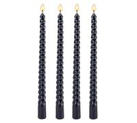 Black Candles Twisted Candles, 10'' Dinner Taper Candle, Non-Drip 7 Hour Burn Time Unscented Decorative Long Candle Sticks for Christmas Birthday (Black)