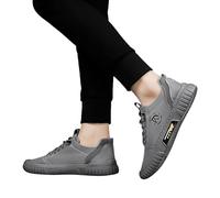 Black Canvas Slip On Shoes Men - Mens Casual Trainer Style Shoes Size 9 Uk Breathable Shoe One Kick Shallow Mouth Round Head Flat Trainer Stitching Rubber Sole Anti-Slip Hard-Soled Sneaker