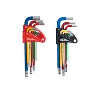 Black Canyon 1/16"-3/8" & 1.5mm-10mm Ball End Color Coded Chrome High Torque Steel L Shape Mechanic Hex Wrench Set 18pcs SAE Metric Allen Key Set