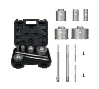 BLACK CANYON 9PCS Concrete Hole Saw Kit - Masonry Hole Saws 30/40/65/80/100mm with 2 Drill Bits, SDS Plus & Max Shanks, Heavy-Duty Hole Saw Set for Concrete, Cement, Brick & Stone Wall Drilling