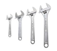 Black Canyon Adjustable Wrench Sets 12/10/8/6 Inch, Wide Jaw Spanner with Imperial and Metric, Premium Chrome Forged Steel for Automotive Plumbing, Household Repairs and DIY