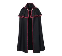 Black Cape Men's Templar Knight Costume Wizard Robe Long Cape with Stand-Up Collar and Shoulder Protection Coat Renaissance Cape Jacket Gothic Gown Vintage Robe Medieval for Halloween Costume