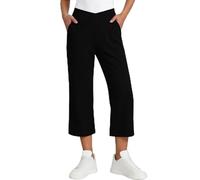 Black Capri Pants for Women UK Plus Size Straight Leg Work Trousers with Pockets Solid Elastic Waist Tummy Pants Casual Stretchy Cropped Pants Palazzo for Workout Yoga Office Work Size L