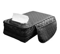 (Black) Car Armrest Storage Box,Comfortable Soft PU Leather Car Center Console Cover Armrest Storage Box - Multi-function Lightweight Automotive Trays & Bags