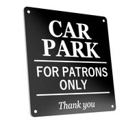 Black Car Park for Patrons Only Sign - 145×95mm Weatherproof Acrylic Parking Pla