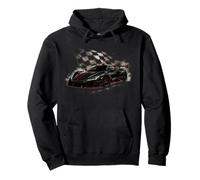 Black Car Red Supercar Racing Race Flag Pullover Hoodie