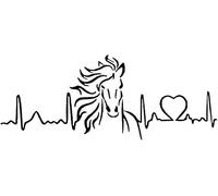 Black Car Sticker, Horse Heartbeat Love Car Self-Adhesive Window Door Sticker Decoration Automobile Decals Car Accessories