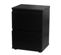 Urbn-Living Urbnliving Height 49Cm 2 Drawer Wooden Bedroom Bedside Cabinet Colour Black Carcass And Black Drawers No Handle Nightstand