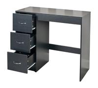 URBNLIVING 3 Drawer Wooden Bedroom Dressing Table (Black Carcass + Black Drawers)