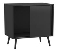 (Black Carcass & Black Legs) 2-Door Sliding Chest Cabinet Sideboard Closet Storage Cupboard Organiser with Legs