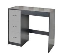 3 Drawer Wooden Bedroom Dressing Table (Black Carcass + Grey Drawers)
