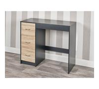 Urbn-Living Urbnliving Height 79.5Cm 3 Drawer Wooden Bedroom Dressing Computer Work Table Desk Black Carcass And Oak Drawers Jewellery