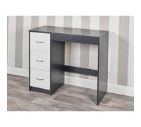 URBNLIVING 3 Drawer Wooden Bedroom Dressing Table (Black Carcass + White Drawers)