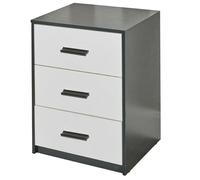 (Black Carcass with White Drawers) 3 Tier Wooden Bedside Nightstand Cabinet Table